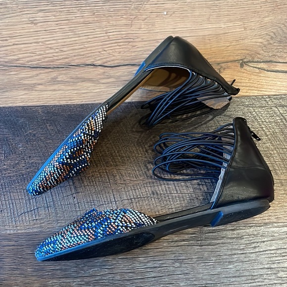 Rampage cinna chevron sandals size 6 blue black white orange - Picture 4 of 6